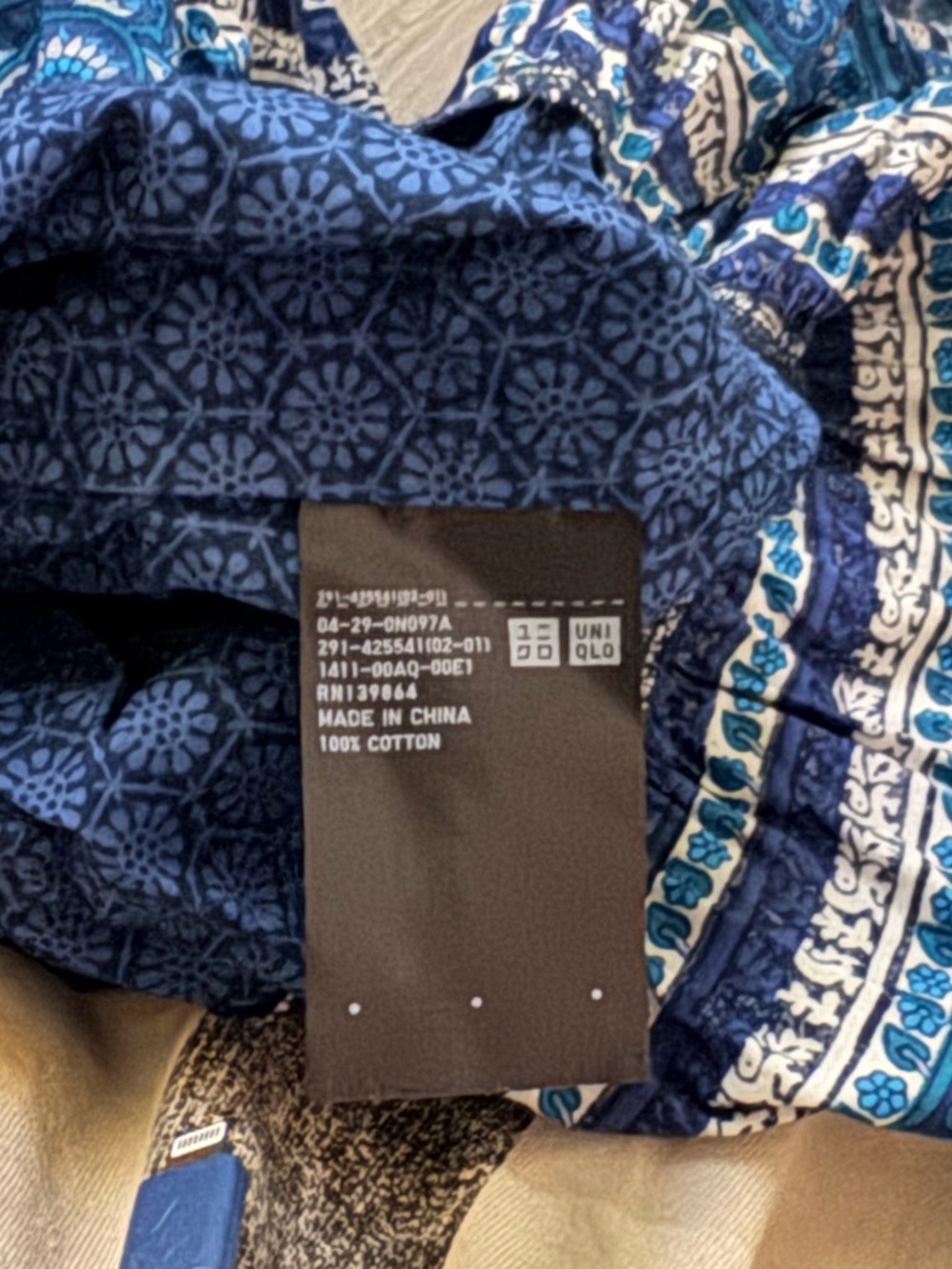 Anna Sui x Uniqlo Blue Boho Midi Dress Small Cotton Peasant Cottagecore - Picture 5 of 8